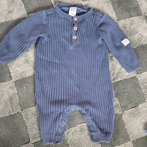 Blue Ribbed Kids One Piece